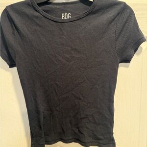 BDG Charcoal Ribbed Short Sleeve Top